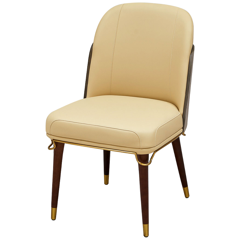 Стул бежевый Emilis Chair ножки из массива ясеня Бежевый Коричневый Латунь Стул бежевый Emilis Chair ножки из массива ясеня Бежевый Коричневый Латунь в Кирове | Loft Concept