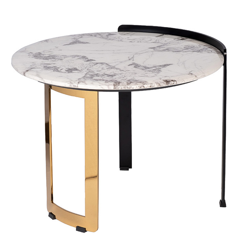 Приставной стол Rodgeir Side Table Черный Глянцевое золото Белый Мрамор Bianco Приставной стол Rodgeir Side Table Черный Глянцевое золото Белый Мрамор Bianco в Кирове | Loft Concept