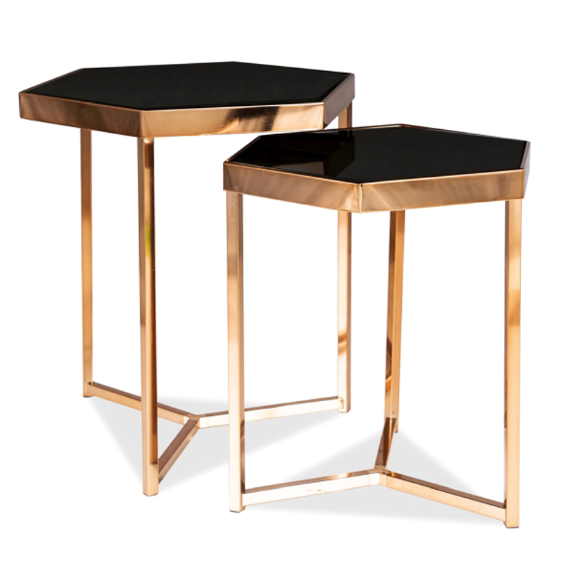 Комплект приставных столов Wally Side Table Золотой Шампань Черный Комплект приставных столов Wally Side Table Золотой Шампань Черный в Кирове | Loft Concept