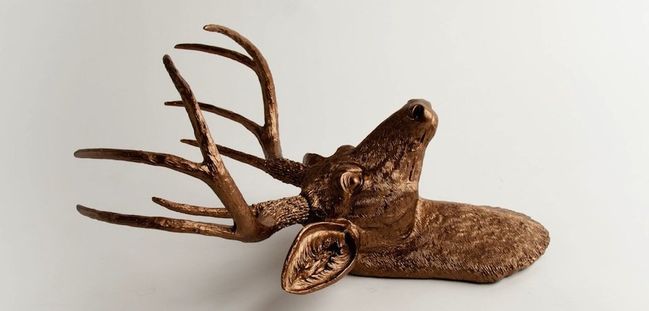 Голова оленя - Бронзовая с бронзовыми рогами - Loft-Concept в Кирове