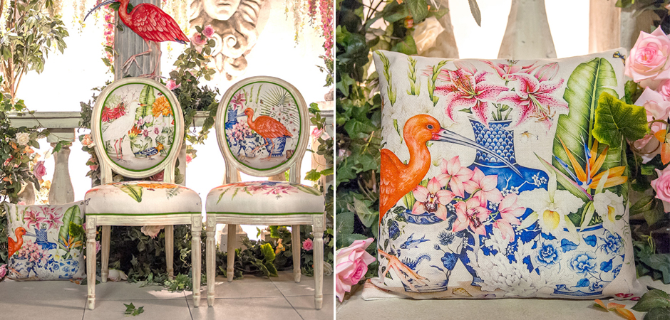 Декоративная подушка Flowers and Scarlet Ibis Pillow Декоративная подушка Flowers and Scarlet Ibis Pillow - Loft-Concept в Кирове