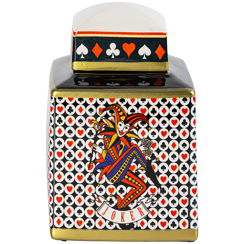 Ваза с крышкой Joker Poker Collection Vase Мульти Черно-белый Красный Золотой Ваза с крышкой Joker Poker Collection Vase Мульти Черно-белый Красный Золотой в Кирове | Loft Concept