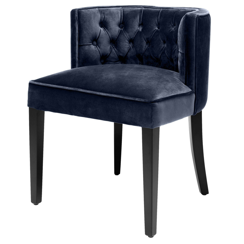 Стул Eichholtz Dining Chair Dearborn blue Темно-синий Черный Стул Eichholtz Dining Chair Dearborn blue Темно-синий Черный в Кирове | Loft Concept
