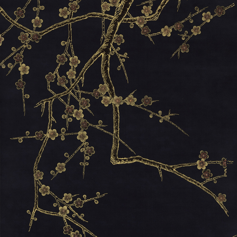Обои ручная роспись Plum Blossom Colourway SC-226 on black painted silk Обои ручная роспись Plum Blossom Colourway SC-226 on black painted silk в Кирове | Loft Concept