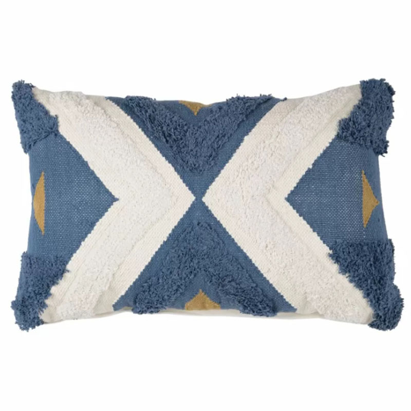 Подушка Blue Ikat Синий Белый Золотой Подушка Blue Ikat Синий Белый Золотой в Кирове | Loft Concept