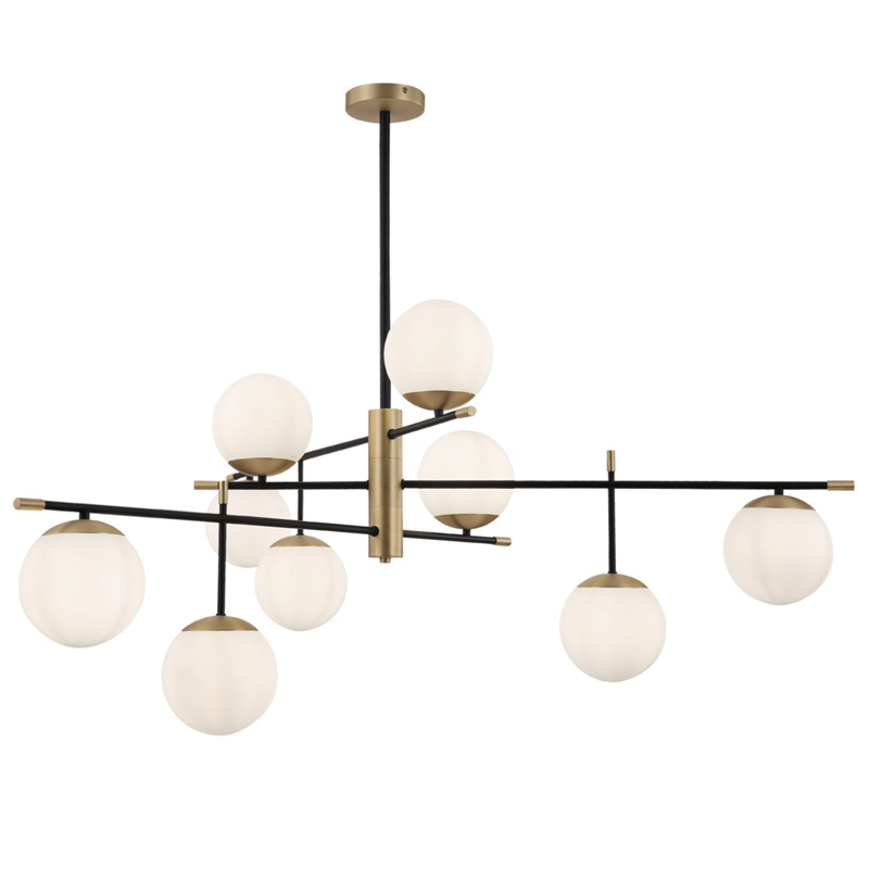 Светильник Spike Nine Balls Hanging Lamp матовое золото Прозрачный белый Светильник Spike Nine Balls Hanging Lamp матовое золото Прозрачный белый в Кирове | Loft Concept