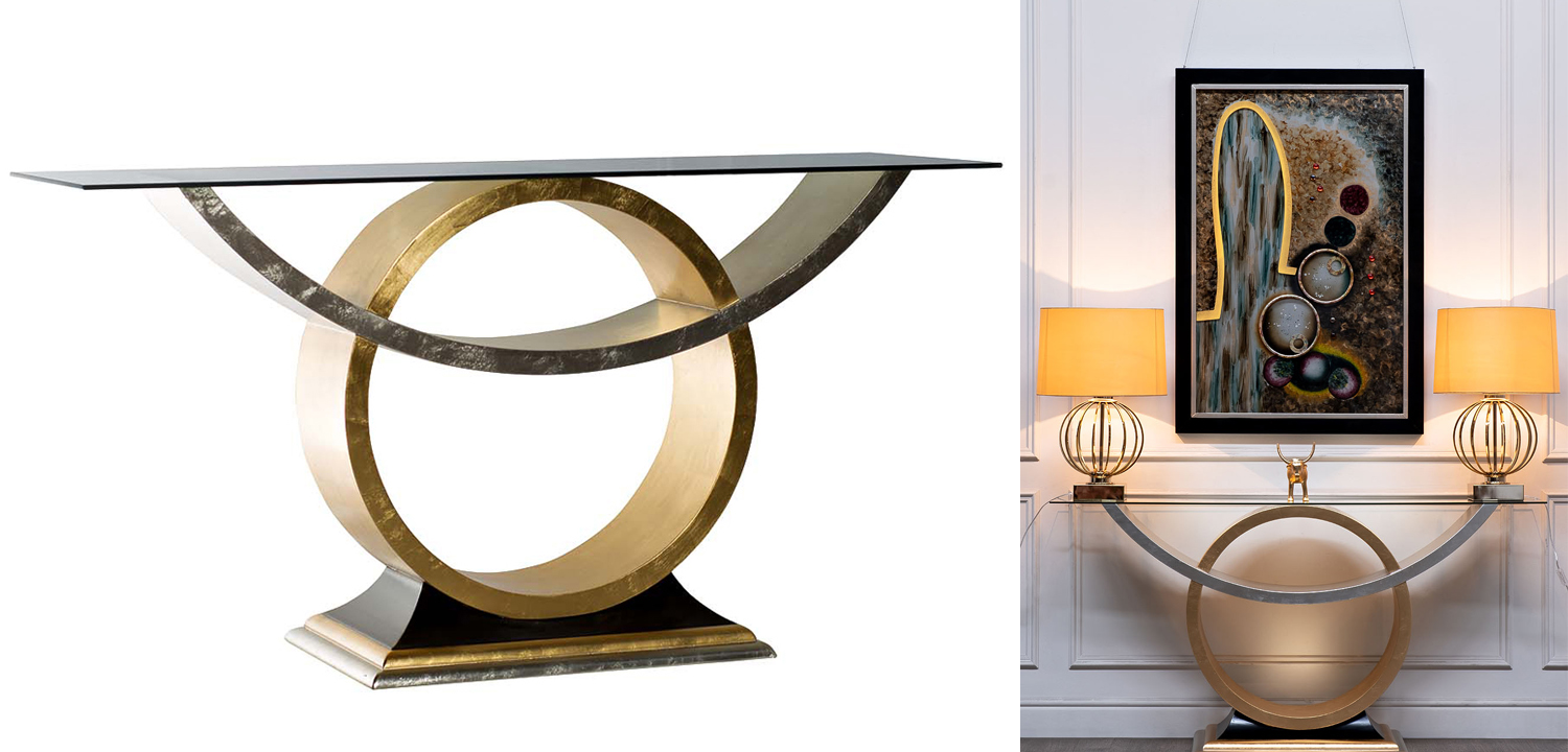 Консоль Wooden Base Gold & Silver - фото