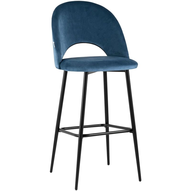 Барный Стул CLIFF Chair Синий Велюр Синий Черный Барный Стул CLIFF Chair Синий Велюр Синий Черный в Кирове | Loft Concept