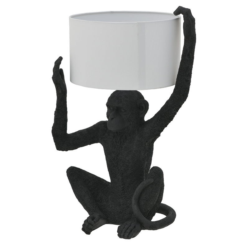 Настольная лампа Black Monkey Holding Lampshade Черный Белый Настольная лампа Black Monkey Holding Lampshade Черный Белый в Кирове | Loft Concept