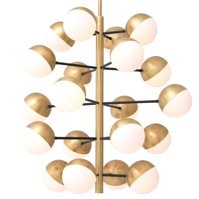 Люстра Eichholtz Chandelier Cona L Латунь Античная полированная Белое матовое стекло Черный Люстра Eichholtz Chandelier Cona L Латунь Античная полированная Белое матовое стекло Черный в Кирове | Loft Concept