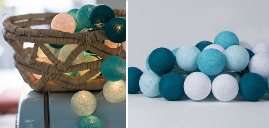 Гирлянда хлопковые фонарики Сotton Ball Aqua - Loft-Concept в Кирове