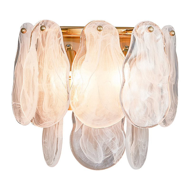 Бра Maat Textured Glass Sconce Белое матовое стекло Глянцевое золото в Кирове | Loft Concept 