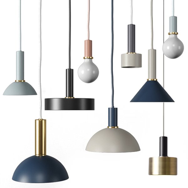 Подвесной светильник Ferm Living Socket Pendant High  Черный Латунь Голубой пастельный Темно-синий Белый Дымчатая Роза в Кирове | Loft Concept 