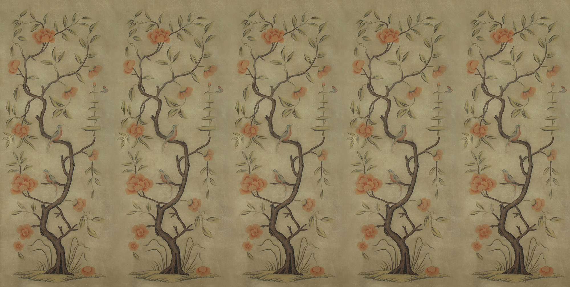 Обои ручная роспись Gustavian Tree of Life Special Colourway on brown Williamsburg Обои ручная роспись Gustavian Tree of Life Special Colourway on brown Williamsburg - постер Loft-Concept в Кирове