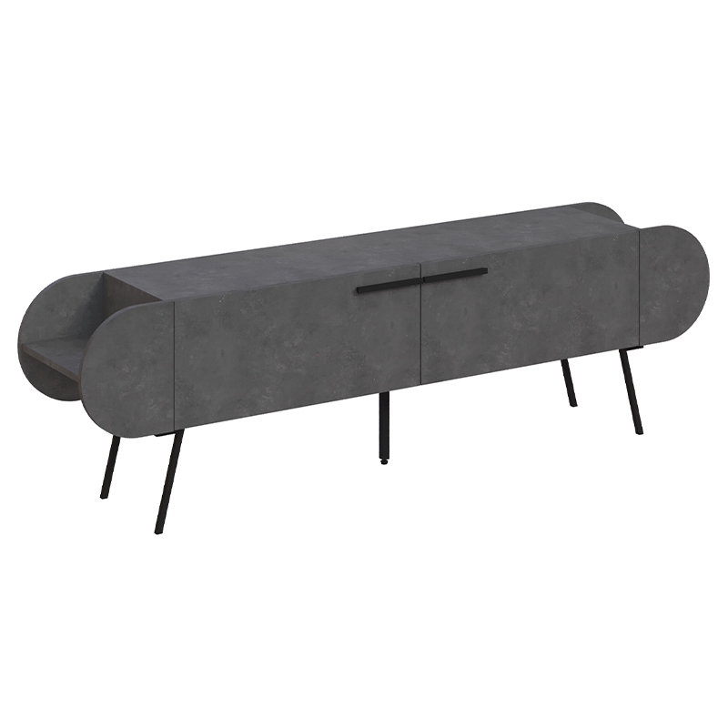 ТВ-тумба серая с 2-мя откидными дверцами и 2-мя открытыми полками CAPSULE TV STAND RETRO GREY Серый Черный ТВ-тумба серая с 2-мя откидными дверцами и 2-мя открытыми полками CAPSULE TV STAND RETRO GREY Серый Черный в Кирове | Loft Concept