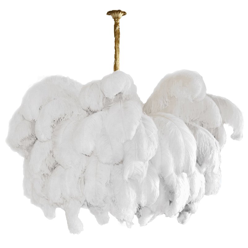 Люстра из страусиных перьев Extra Large Feather Chandelier GRAND TOUR Розовый пастельный Белый Серый Бежевый Латунь Люстра из страусиных перьев Extra Large Feather Chandelier GRAND TOUR Розовый пастельный Белый Серый Бежевый Латунь в Кирове | Loft Concept