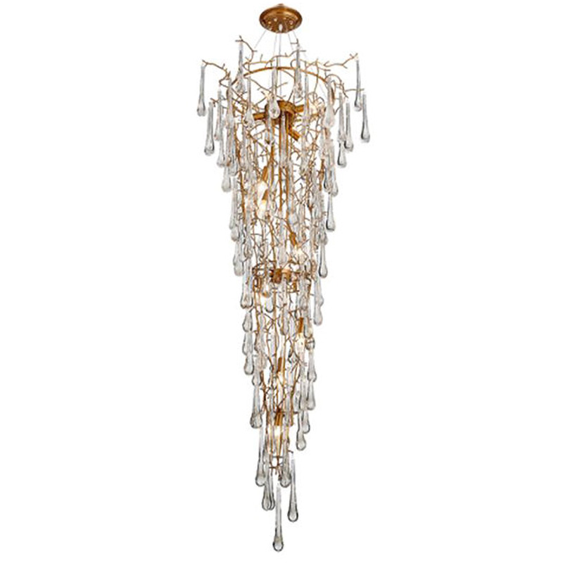 Люстра Waterfall Chandelier Crystal Drops Золотой Прозрачный Люстра Waterfall Chandelier Crystal Drops Золотой Прозрачный в Кирове | Loft Concept