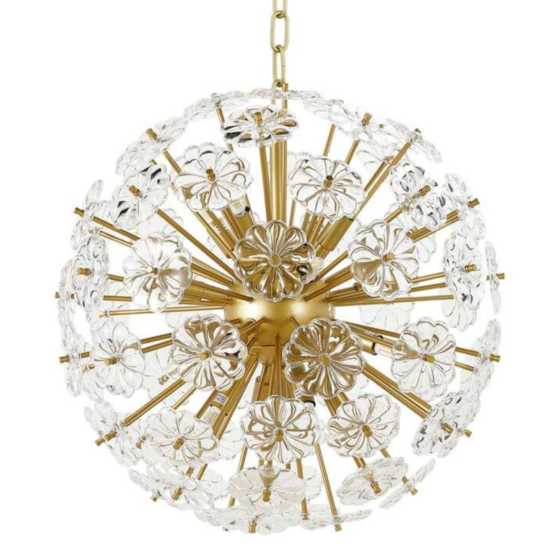 Люстра Glass Flowers Sputnik Chandelier D 48 матовое золото Прозрачное Стекло Люстра Glass Flowers Sputnik Chandelier D 48 матовое золото Прозрачное Стекло в Кирове | Loft Concept