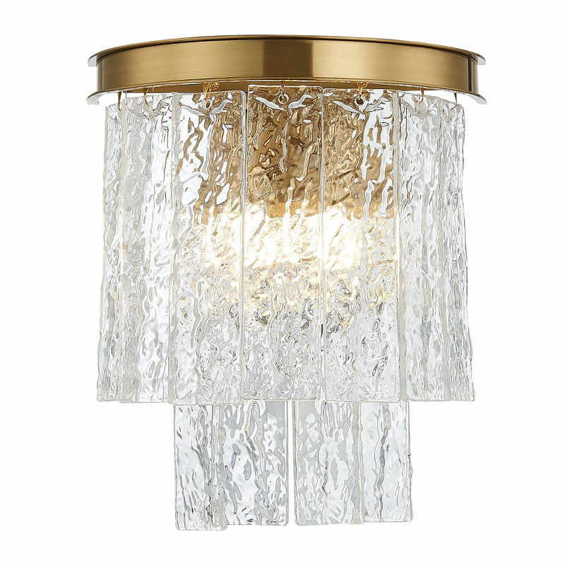 Бра Renea Textured Glass Wall Lamp Brass Латунь Прозрачное Стекло Бра Renea Textured Glass Wall Lamp Brass Латунь Прозрачное Стекло в Кирове | Loft Concept