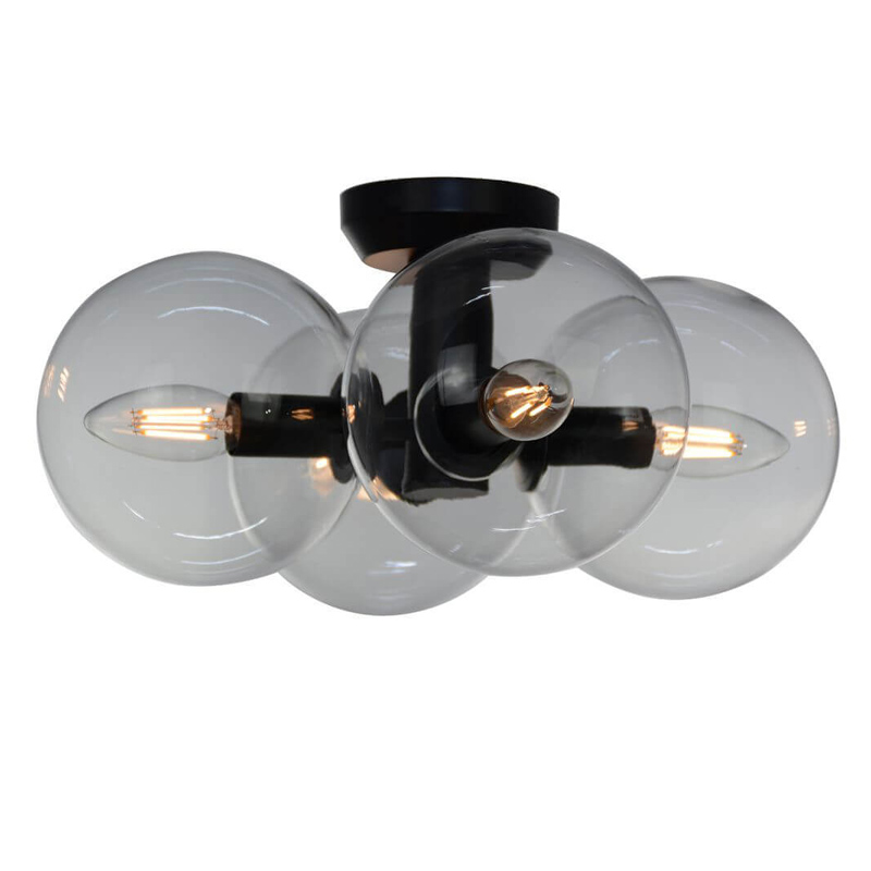 Потолочный светильник  Modo 4 Globes Ceiling Lamp 30 Черный Прозрачное Стекло в Кирове | Loft Concept 