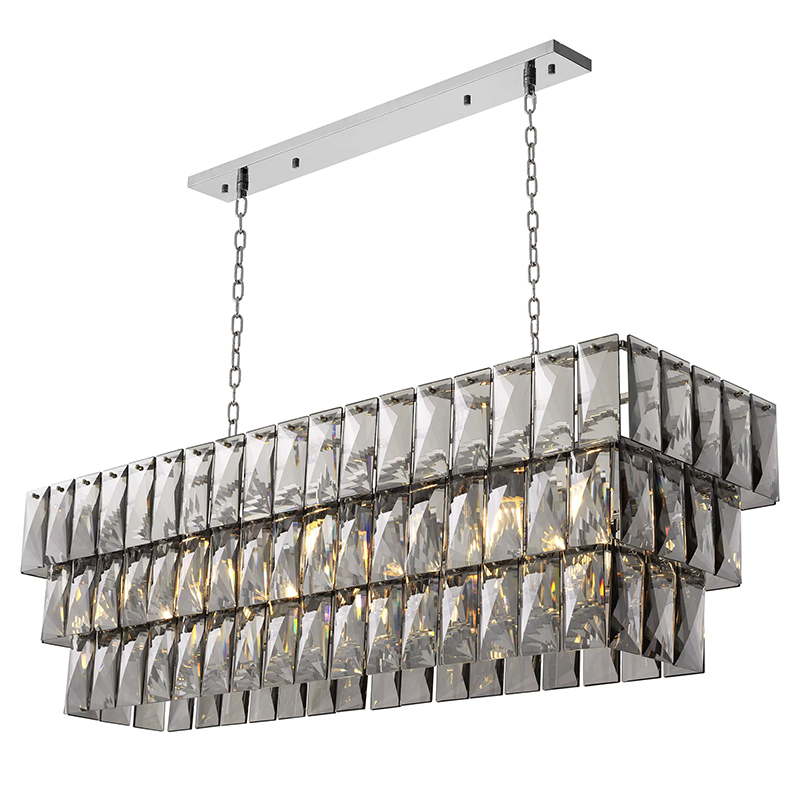 Люстра Eichholtz Chandelier Amazone Rectangular Nickel Никель Стекло Смок Люстра Eichholtz Chandelier Amazone Rectangular Nickel Никель Стекло Смок в Кирове | Loft Concept