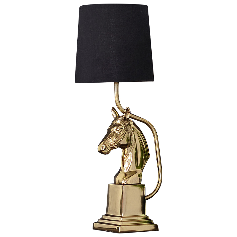 Настольная лампа с абажуром Lampshade Horse Sculpture Gold Черный Глянцевое золото Настольная лампа с абажуром Lampshade Horse Sculpture Gold Черный Глянцевое золото в Кирове | Loft Concept