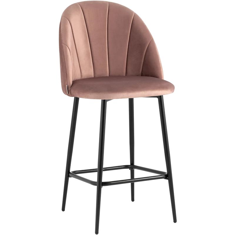 Барный Стул Balsari S Chair Пыльно-Розовый Велюр Розовый пастельный Черный Барный Стул Balsari S Chair Пыльно-Розовый Велюр Розовый пастельный Черный в Кирове | Loft Concept