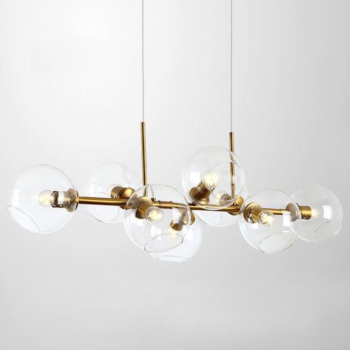 Люстра Staggered Glass Chandelier 8 Золотой Прозрачное Стекло в Кирове | Loft Concept 