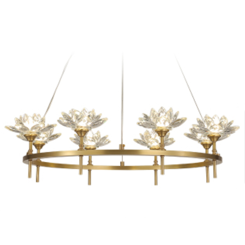 Люстра Хрустальные Цветы Лотоса Lotus flower Clear Glass lamp 8 Латунь Прозрачное Стекло Люстра Хрустальные Цветы Лотоса Lotus flower Clear Glass lamp 8 Латунь Прозрачное Стекло в Кирове | Loft Concept