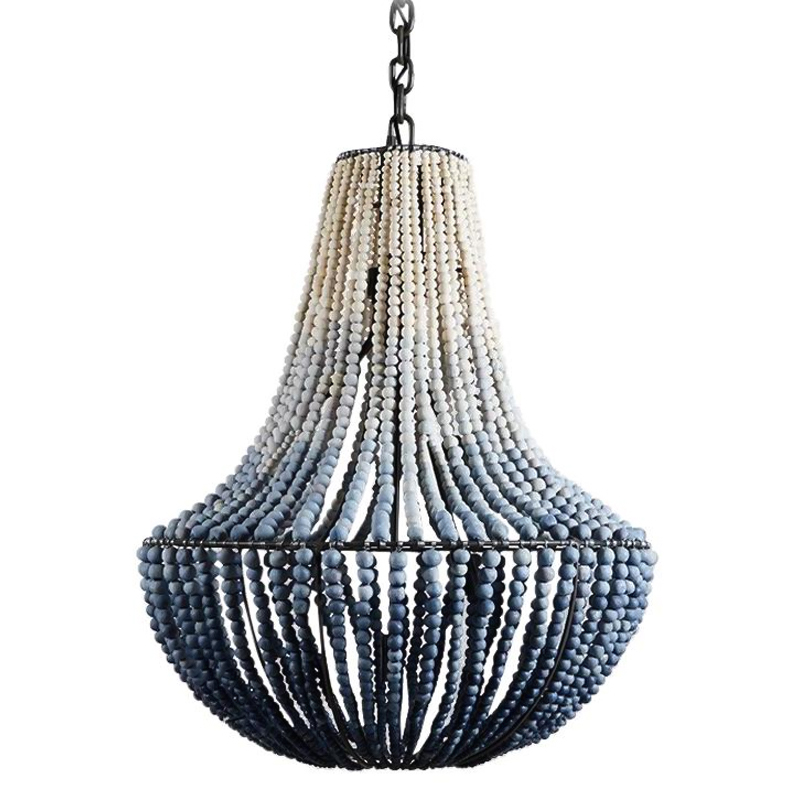 Люстра каплевидной формы украшенная круглыми бусинами Gradient Chandelier Blue White Белый Серо-голубой Синий Люстра каплевидной формы украшенная круглыми бусинами Gradient Chandelier Blue White Белый Серо-голубой Синий в Кирове | Loft Concept