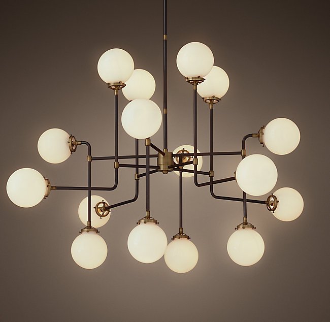 Люстра Bistro Globe Clear Glass Chandelier 16 Milk Черный Люстра Bistro Globe Clear Glass Chandelier 16 Milk Черный в Кирове | Loft Concept