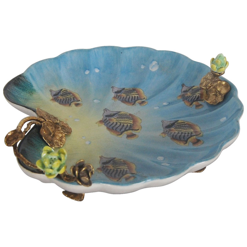 Блюдо Dish Blue Shell Бронза Голубой Блюдо Dish Blue Shell Бронза Голубой в Кирове | Loft Concept