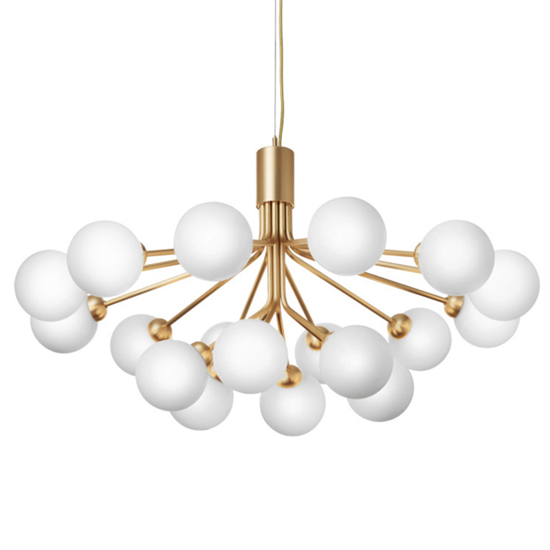 Люстра Berries Chandelier White Balloons Gold 18 Золотой Белое матовое стекло Люстра Berries Chandelier White Balloons Gold 18 Золотой Белое матовое стекло в Кирове | Loft Concept