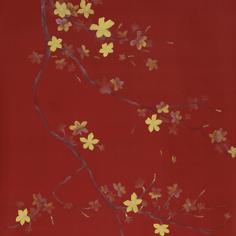 Обои ручная роспись Cherry Tree Special Colourway on Scarlet Lady dyed silk Обои ручная роспись Cherry Tree Special Colourway on Scarlet Lady dyed silk в Кирове | Loft Concept