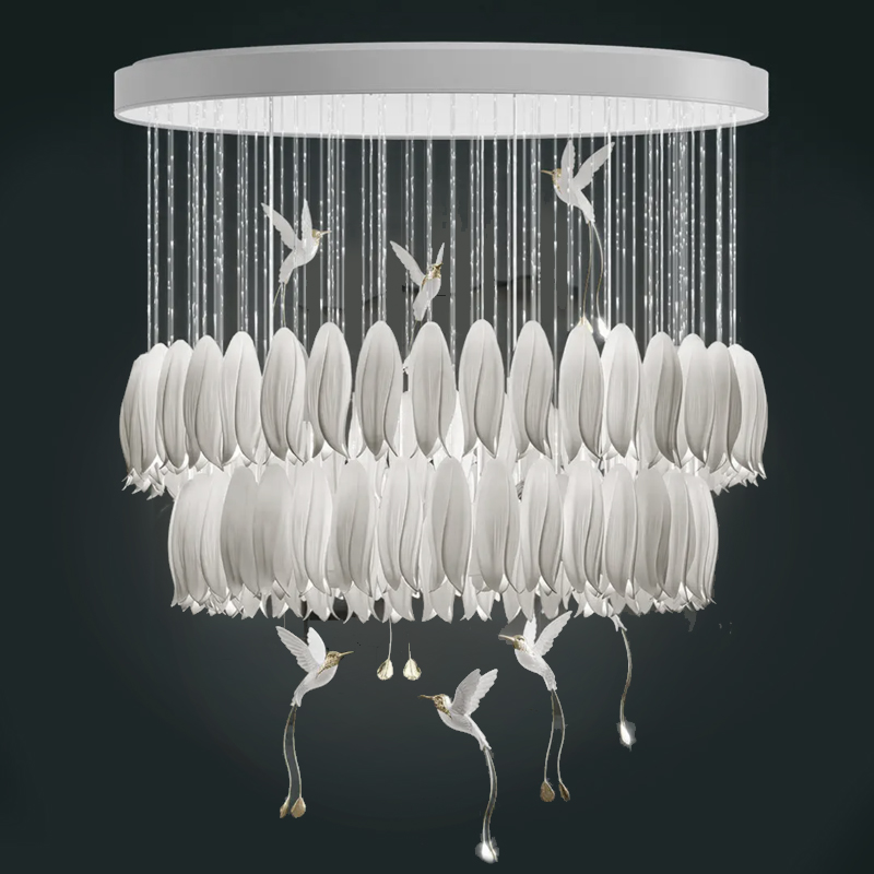 Люстра c Птичками Колибри Sagarti Contemporary chandelier ALBA Flowers & Birds Белый Золотой Люстра c Птичками Колибри Sagarti Contemporary chandelier ALBA Flowers & Birds Белый Золотой в Кирове | Loft Concept