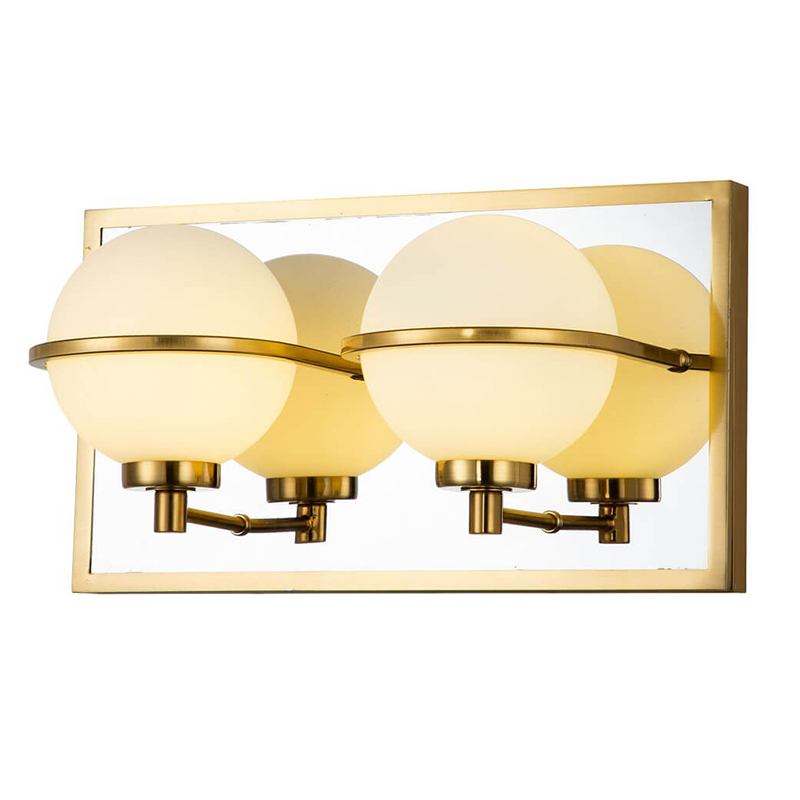 Бра Two Balls Reflection Wall Lamp Латунь Белый Бра Two Balls Reflection Wall Lamp Латунь Белый в Кирове | Loft Concept