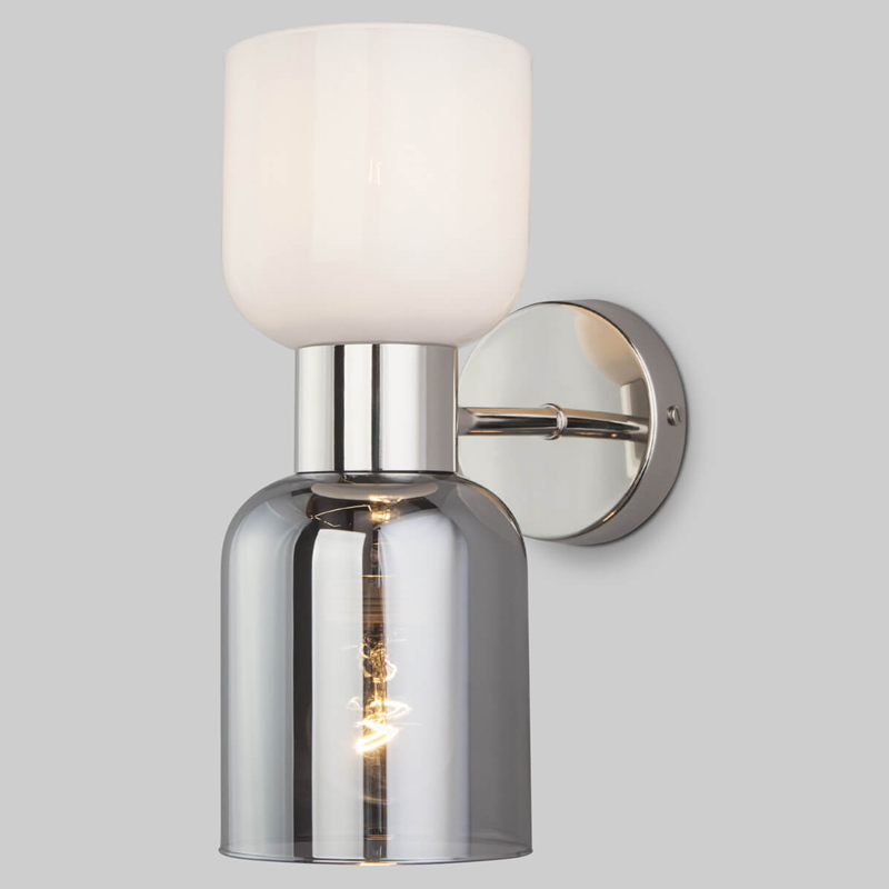 Бра Light maker studio Sconce white and smok Никель Стекло Смок Белый Бра Light maker studio Sconce white and smok Никель Стекло Смок Белый в Кирове | Loft Concept