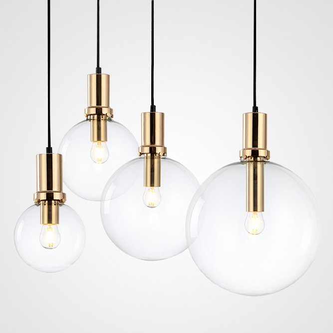 Подвесной светильник Glass Globe Gold Прозрачное Стекло Золотой Подвесной светильник Glass Globe Gold Прозрачное Стекло Золотой в Кирове | Loft Concept