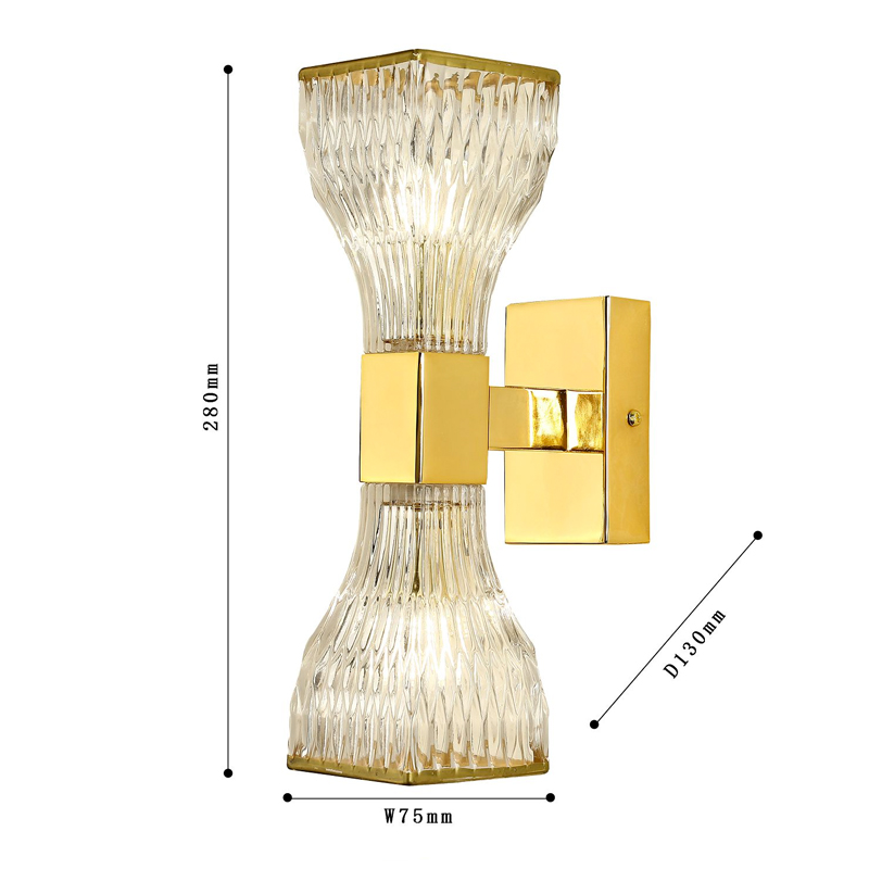 Бра с двумя плафонами из рельефного стекла GLASS HORN Gold Бра с двумя плафонами из рельефного стекла GLASS HORN Gold в Кирове