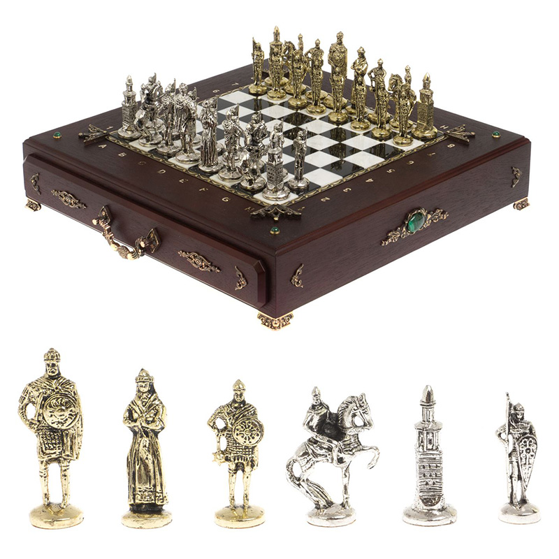 Шахматы в ларце из натуральных камней Долерит Малахит Мрамор Decorative Thematic Chess Русь Серебряный Золотой Черный Белый Коричневый Малахит Шахматы в ларце из натуральных камней Долерит Малахит Мрамор Decorative Thematic Chess Русь Серебряный Золотой Черный Белый Коричневый Малахит в Кирове | Loft Concept