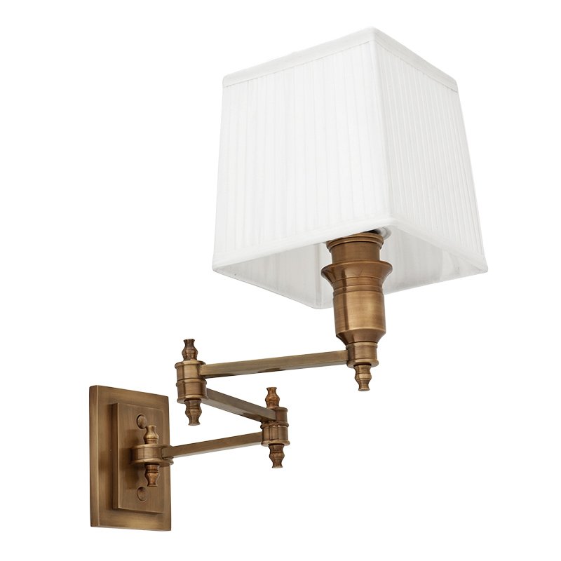 Бра Wall Lamp Lexington Swing Brass+White Латунь Античная полированная Белый Бра Wall Lamp Lexington Swing Brass+White Латунь Античная полированная Белый в Кирове | Loft Concept