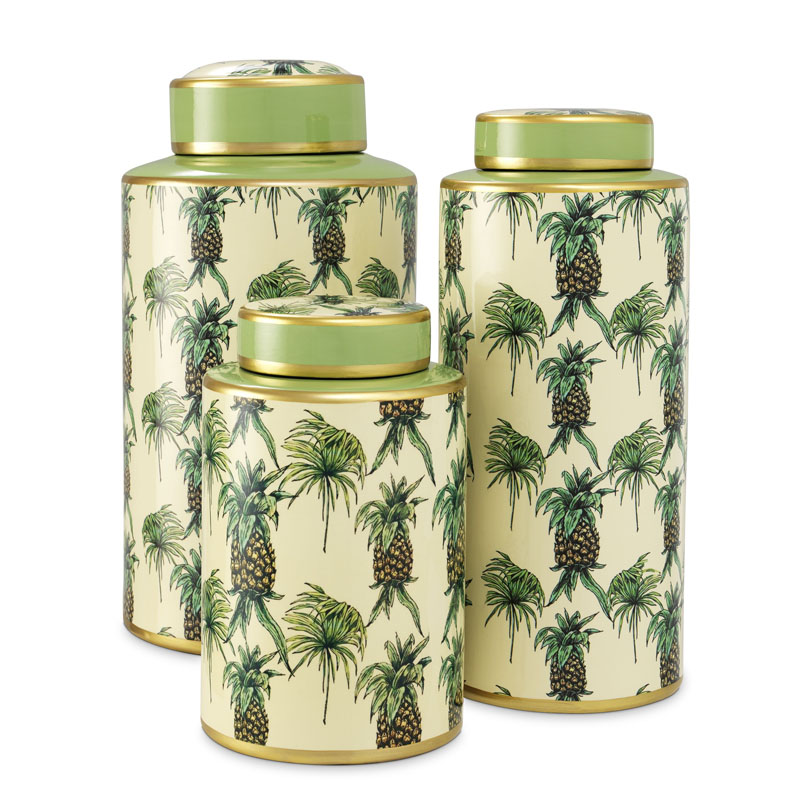 Комплект Ваз Eichholtz JAR PINEAPPLE SET OF 3 Бежевый Золотой Зеленый Комплект Ваз Eichholtz JAR PINEAPPLE SET OF 3 Бежевый Золотой Зеленый в Кирове | Loft Concept