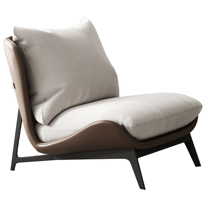 Кресло Maxwell White Textile Leather Armchair Белый Коричневый Черный Кресло Maxwell White Textile Leather Armchair Белый Коричневый Черный в Кирове | Loft Concept