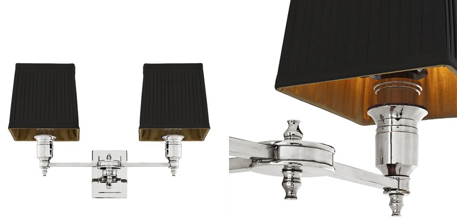 Бра Wall Lamp Lexington Double Nickel+Black Бра Wall Lamp Lexington Double Nickel+Black - Loft-Concept в Кирове
