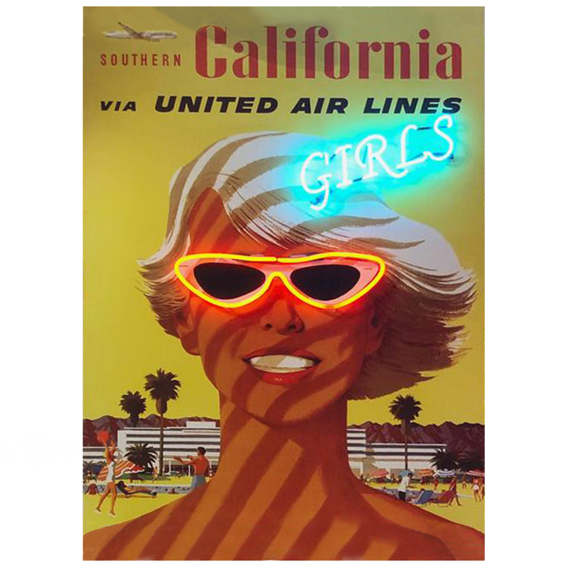 Неоновый Ретро Постер California Girls Мульти Неоновый Ретро Постер California Girls Мульти в Кирове | Loft Concept