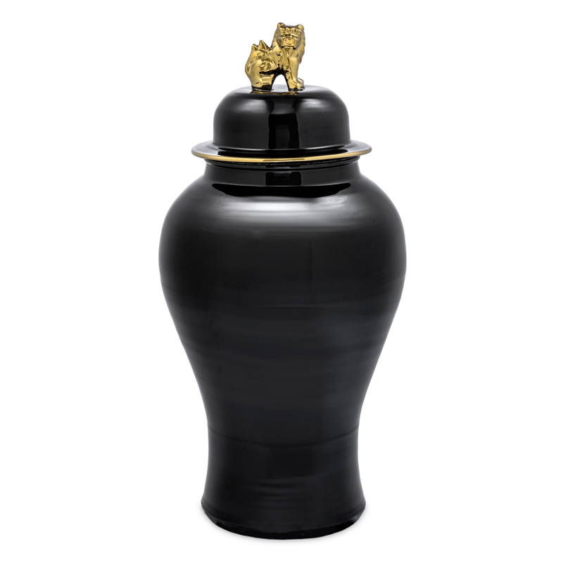 Ваза с крышкой Eichholtz Vase Golden Dragon S Черный Глянцевое золото Ваза с крышкой Eichholtz Vase Golden Dragon S Черный Глянцевое золото в Кирове | Loft Concept