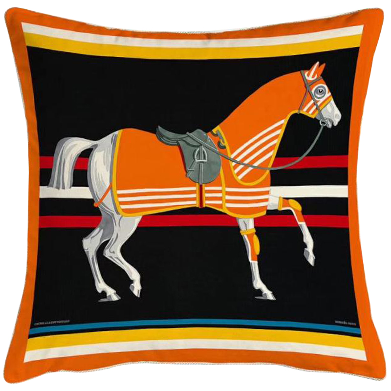 Декоративная подушка Hermes Horse 67 Черный Оранжевый Желтый Мульти Декоративная подушка Hermes Horse 67 Черный Оранжевый Желтый Мульти в Кирове | Loft Concept
