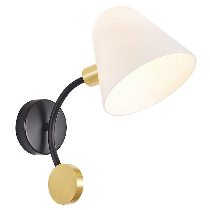 Бра с белым матовым плафоном Wind Bells Белый Золотой Черный в Кирове | Loft Concept 