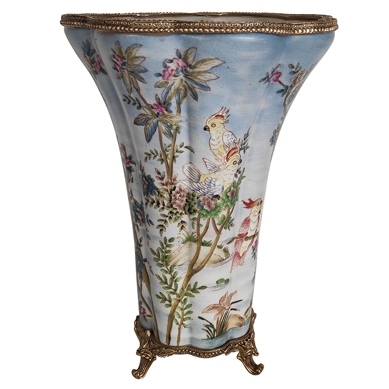 Ваза Blue Vase Parrots Bronze Edging Бронза Мульти Голубой Ваза Blue Vase Parrots Bronze Edging Бронза Мульти Голубой в Кирове | Loft Concept