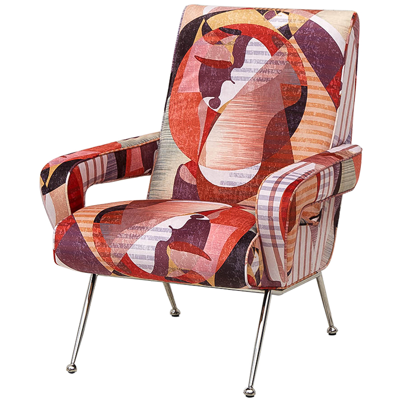 Кресло Face Geometric Print Armchair Мульти Красный Серебряный Кресло Face Geometric Print Armchair Мульти Красный Серебряный в Кирове | Loft Concept